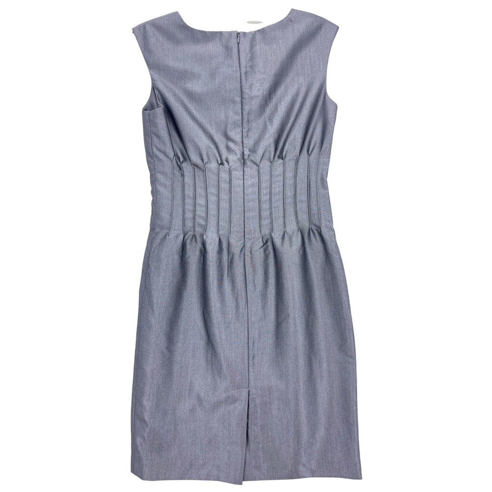 Marvin Richards Silver Gray Pintuck Pleated Sheath Dress 8 Sleeveless Lined - Picture 2 of 9